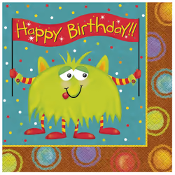 Unique Party Monster Birthday Disposable Napkins (Pack of 16)