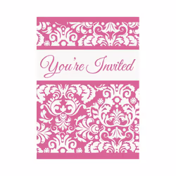 Unique Party Damask Invitations (Pack of 8)
