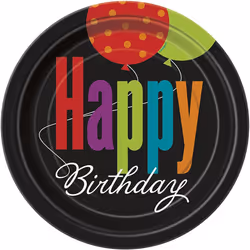 Unique Party Happy Birthday Party Plates (Pack of 8) - 7in, Multicoloured