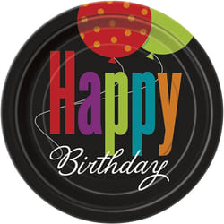 Unique Party Happy Birthday Party Plates (Pack of 8) - 7in, Multicoloured
