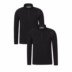 Mountain Warehouse Mens Merino Wool Base Layer Top (Pack of 2) - XXL, Black