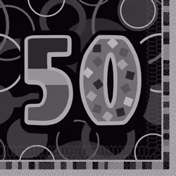 Unique Party Paper Glitz 50th Birthday Napkins (Pack of 16)