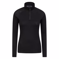 Mountain Warehouse Womens/Ladies Merino Wool Zip Neck Thermal Top - 6 UK, Black