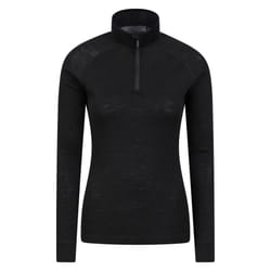 Mountain Warehouse Womens/Ladies Merino Wool Zip Neck Thermal Top - 6 UK, Black