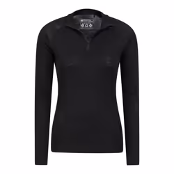 Mountain Warehouse Womens/Ladies Merino Wool Zip Neck Thermal Top - 6 UK, Black