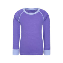 Mountain Warehouse Childrens/Kids Merino II Contrast Round Neck Base Layer Top - 7-8 Years, Purple