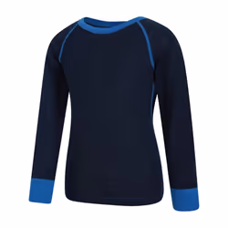 Mountain Warehouse Childrens/Kids Merino II Contrast Round Neck Base Layer Top - 2-3 Years, Blue