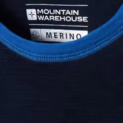 Mountain Warehouse Childrens/Kids Merino II Contrast Round Neck Base Layer Top - 2-3 Years, Blue
