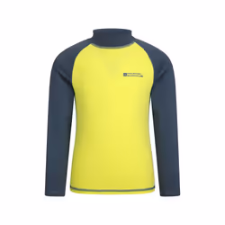 Mountain Warehouse Childrens/Kids Long-Sleeved Rash Top - 11-12 Years, Light Grey/Yellow
