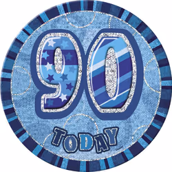 Unique Party Glitz 90th Party Badge - One Size, Blue