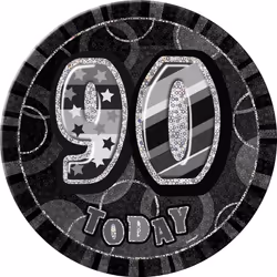 Unique Party Glitz 90th Party Badge - One Size, Black