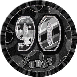 Unique Party Glitz 90th Party Badge - One Size, Black