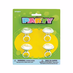 Unique Party Diamond Ring Plastic Party Favours (Pack of 4)