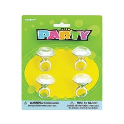 Unique Party Diamond Ring Plastic Party Favours (Pack of 4)