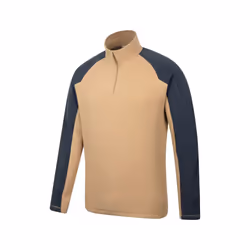 Mountain Warehouse Mens Ashbourne II Half Zip Fleece Top - XL, Tan