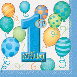 Unique Party Paper Balloons 1st Birthday Napkins (Pack of 16)