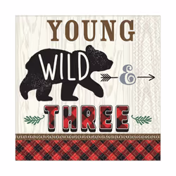 Amscan Young Wild & Three Paper Lumberjack Disposable Napkins (Pack of 16)