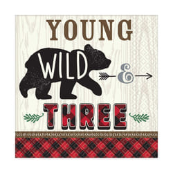Amscan Young Wild & Three Paper Lumberjack Disposable Napkins (Pack of 16)