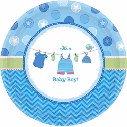 Amscan Its Baby Boy Chevron Plate (Pack of 8)