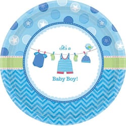 Amscan Its Baby Boy Chevron Plate (Pack of 8)