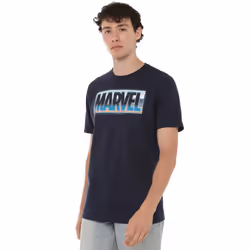 Marvel Mens Blue Steel T-Shirt - L, Navy