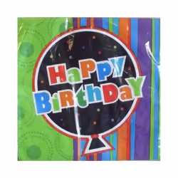 Unique Party Stripe Birthday Disposable Napkins (Pack of 20)