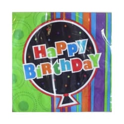 Unique Party Stripe Birthday Disposable Napkins (Pack of 20)