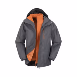 Mountain Warehouse Mens Bracken Extreme 3 in 1 Waterproof Jacket - XS, Grey