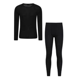 Mountain Warehouse Mens Merino Wool Thermal Base Layers Set - XL R, Black