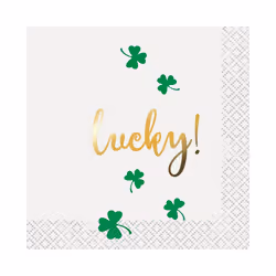Unique Party Lucky Foil St Patricks Day Disposable Napkins (Pack of 16)