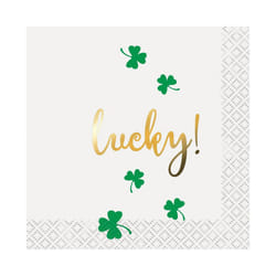 Unique Party Lucky Foil St Patricks Day Disposable Napkins (Pack of 16)