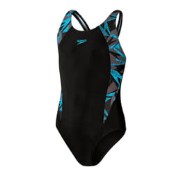 Speedo Girls Hyper Boom Splice One Piece Swimsuit - 5-6 Years, Black/Blue