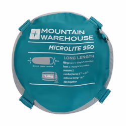 Mountain Warehouse Unisex Adult Midseason Microlite 950 Mummy Sleeping Bag Set - 200cm, Grey