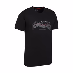 Mountain Warehouse Mens Tech Mountains Organic T-Shirt - XXS, Black