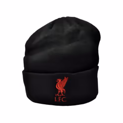 Liverpool FC Unisex Adult Bronx Liver Bird Knitted Turned Up Cuff Beanie - One Size, Black/Red