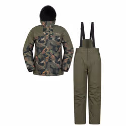 Mountain Warehouse Mens Camo Ski Jacket & Trousers - XS, Green