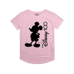 Disney Womens/Ladies 100 Years Mickey Mouse Silhouette Roll Sleeve T-Shirt