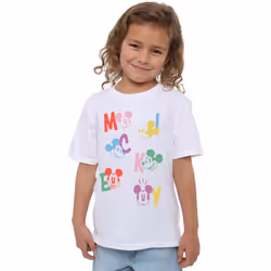 Disney Girls Mickey Mouse Letter T-Shirt - 7-8 Years, White