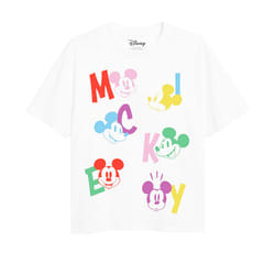 Disney Girls Mickey Mouse Letter T-Shirt - 5-6 Years, White