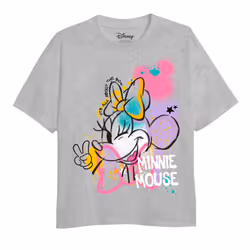 Disney Girls Minnie Mouse Spray Stencil T-Shirt - 7-8 Years, Grey Heather