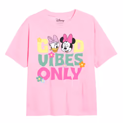 Disney Girls Good Vibes Only Minnie Mouse T-Shirt - 3-4 Years, Light Pink