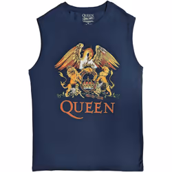 Queen Unisex Adult Classic Crest Cotton Tank Top - S, Navy Blue