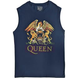 Queen Unisex Adult Classic Crest Cotton Tank Top - S, Navy Blue