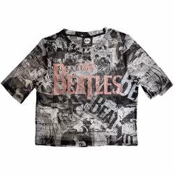The Beatles Womens/Ladies Drop T Logo Crop Top - M, White/Black