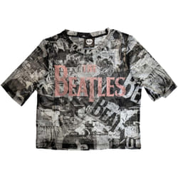 The Beatles Womens/Ladies Drop T Logo Crop Top - M, White/Black