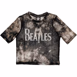 The Beatles Womens/Ladies Drop T Logo Mesh Crop Top - M, Black