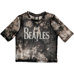 The Beatles Womens/Ladies Drop T Logo Mesh Crop Top - M, Black