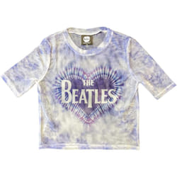 The Beatles Womens/Ladies Heart & Drop T Logo Crop Top - XS, White/Blue