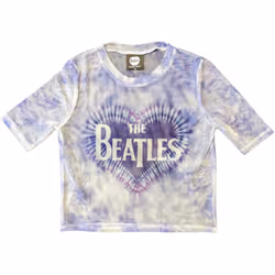 The Beatles Womens/Ladies Heart & Drop T Logo Crop Top - S, White/Blue