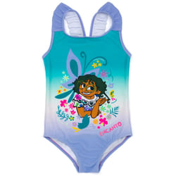 Encanto Girls One Piece Swimsuit - 9-10 Years, Blue/Purple